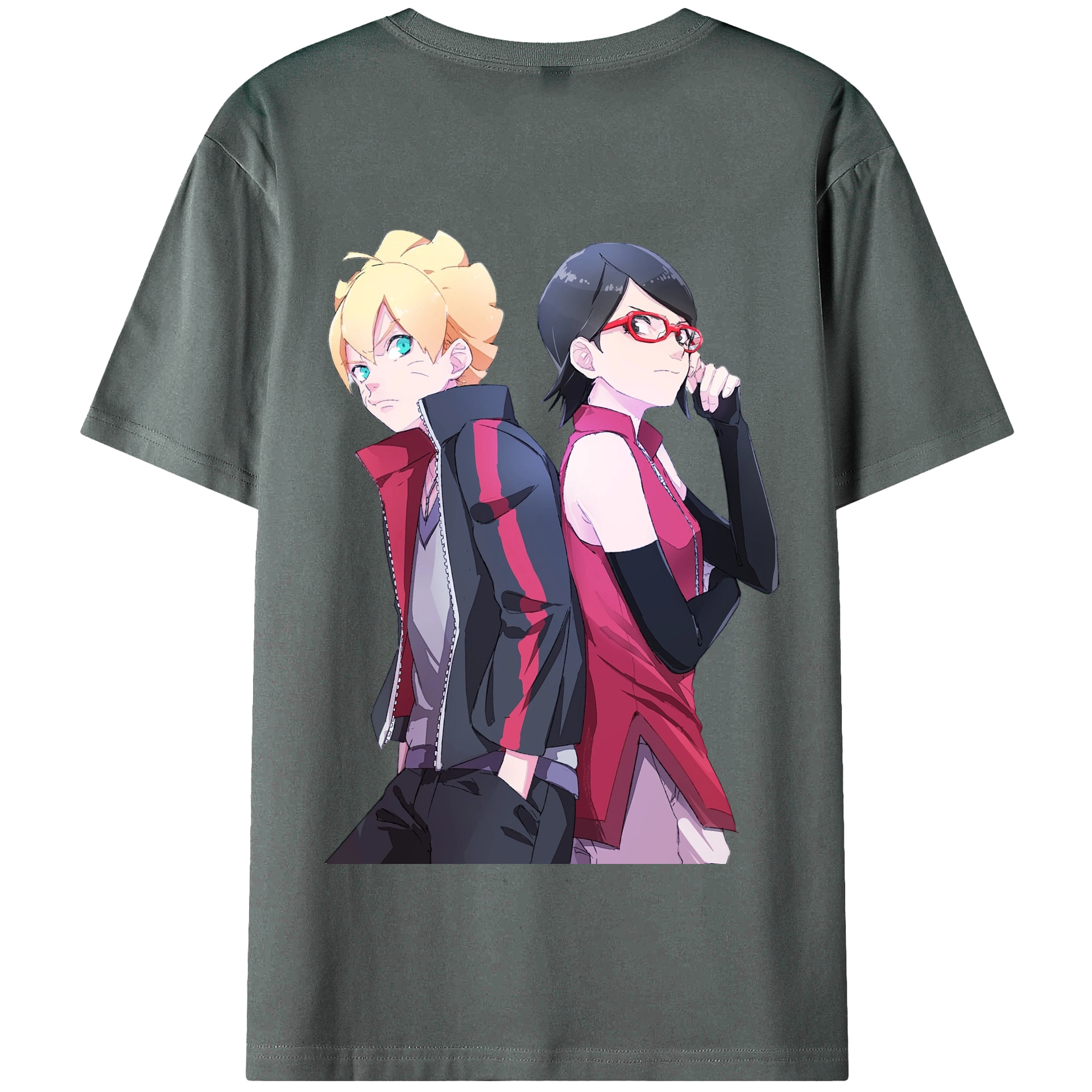 （画像用） NARUTO -ナルト- うちは サラダ Uchiha Sarada 綿100％半袖Tシャツ（背面プリント）